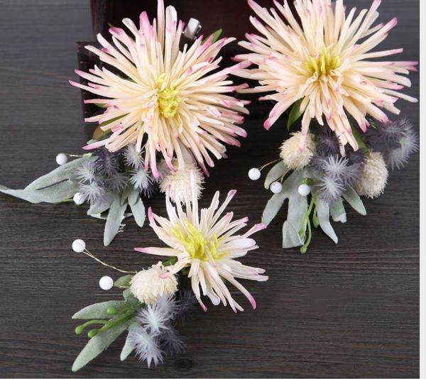 

handmade flower hair clip set pink sen female style accessory hair plate jewelry headwear bridal hair accessories, Silver
