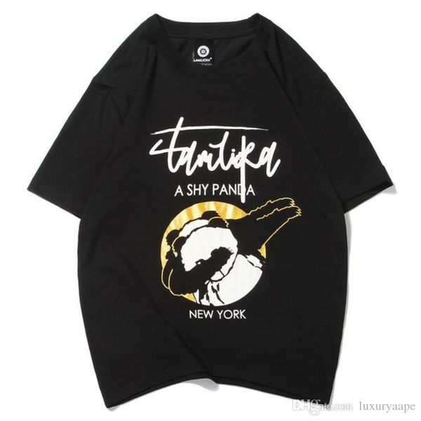

summer fashion printing panda shirts personality crew neck cotton tees shirts popular outdoor large teenager clothing