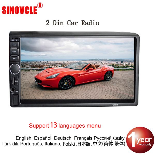 

sinovcle car radio mp5 2 din bluetooth hd 7" touch screen stereo 12v fm iso power aux input sd usb with / without camera car dvd