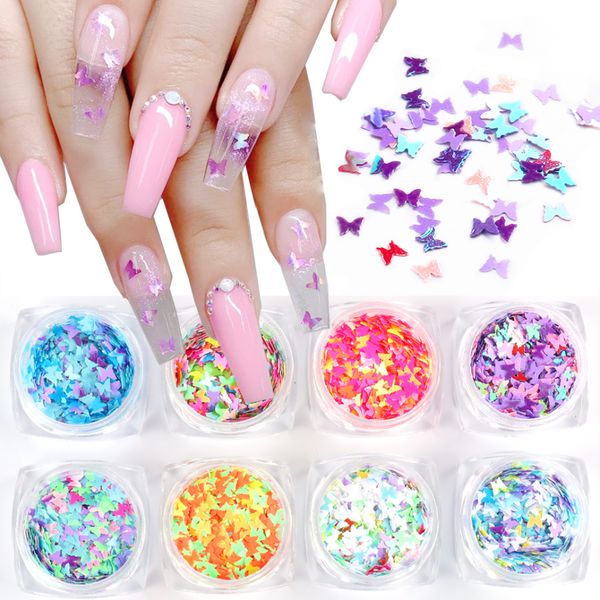 

mixed butterfly nail sequins paillette mirror sparkly mermaid sequins spangles polish manicure nails art decorations chhsh, Silver;gold