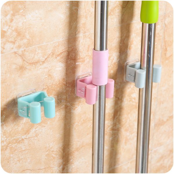 

1pc wall mounted mop holder brush broom hanger storage rack kitchen organizer home multi-purpos traceless hooks suction cup hook