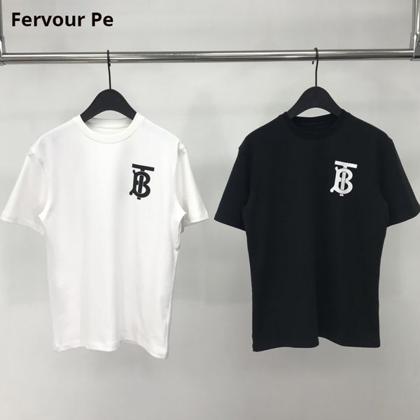 

охладить человек женщина lovers t-рубашка нейтральная европа минималистский tb моды письмо печати wild короткий рукав рубашки большого разме, White