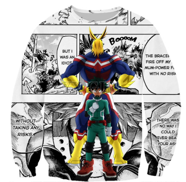 

классическая мода аниме boku нет hero my hero academia толстовка 3d печати одежда женщины мужчины unisxe вскользь верхняя одежда пуловеры то, Black