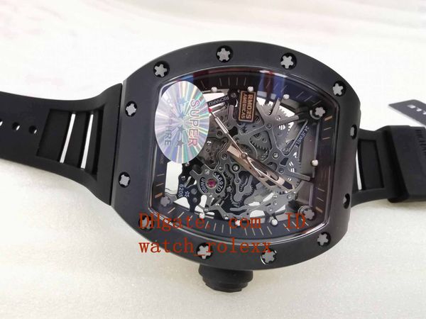 

mens rm 035 rafael nadal rose gold ceramics case skeleton dial miyota automatic rm035 mens black rubber strap watch tt, Slivery;brown