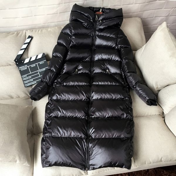 

90% white duck down jacket women thick warm long winter coat women hooded female parka snow outwear puffer jacket waterproof, Black