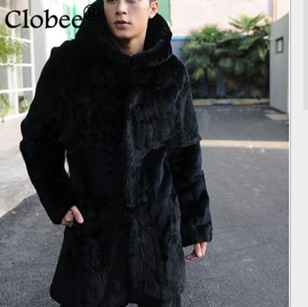 

2019 plus size hooded chaqueta cuero hombre thick warm mens long black mink overcoat elegant vetement faux fur coat outwear v548