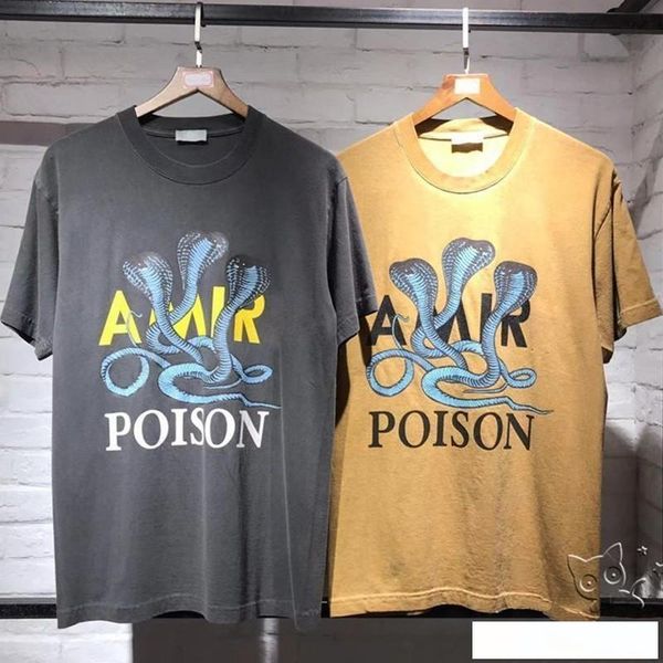 

18fw am1r1 cobra printed tee мода дышащий vintage футболка casual сыпучие crewneck street пара футболка мужчины женщины лето, White;black