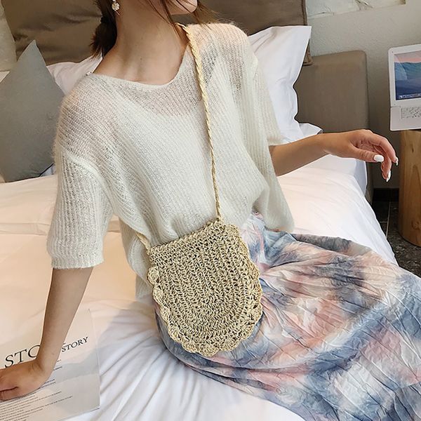 

fashion 2019 women casual new hand woven bag beach seaside vacation messenger shoulder bag small beach shopping