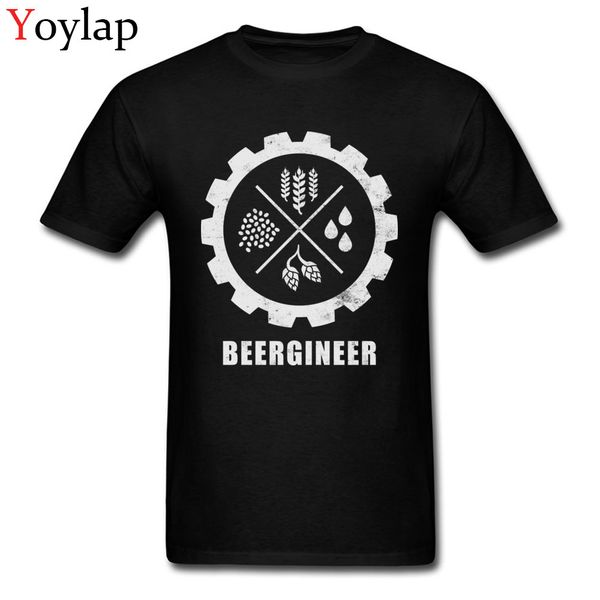 

beer engineer gear t-shirt d printed men's t shirts summer/fall 100% cotton crew neck simple style, White;black