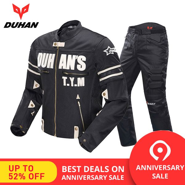 

duhan breathable motorcycle jacket men mesh racing summer suit moto jacket riding motorcycle pants clothing protector summer