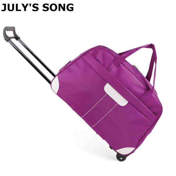 

июльская песня большой емкости багажа оксфорд водонепроницаемый прокатки чемодан с колесами сплошной цвет унисекс выходные ручной клади сумк