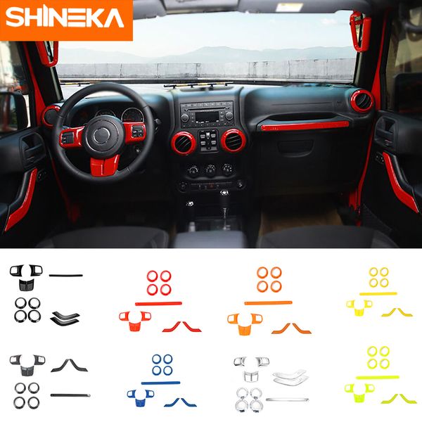 

shineka interior mouldings 2 doors 10pcs car steering wheel trim air condition vent cover sticker for wrangler jk 2011-2017