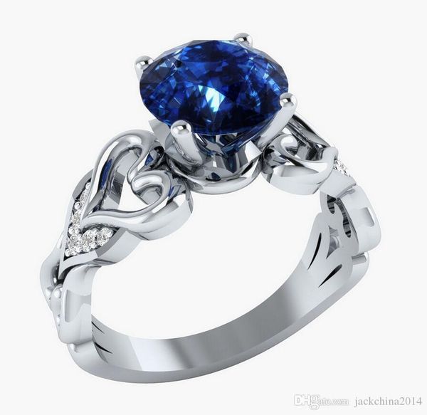 

size 6-10 luxury jewelry slae luxury jewelry 10kt white gold filled solitaire z cz diamond women wedding heart band ring gift, Slivery;golden