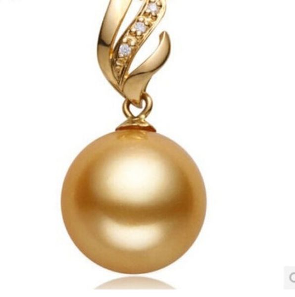 

huge 14mm south sea golden shell pearl rose gold pendant, Silver