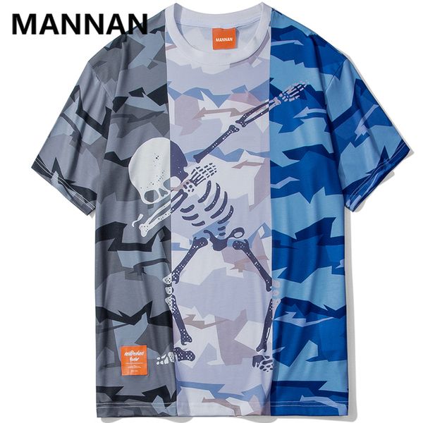 

mannan camouflage camo patchwork skull print tshirts men hip hop casual streetwear tees harajuku short sleeve t shirts 2019, White;black