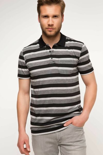 

defacto fashion man polo shirt male casual lapel striped shirt men's leisure summer- g9133az17sm, White;black