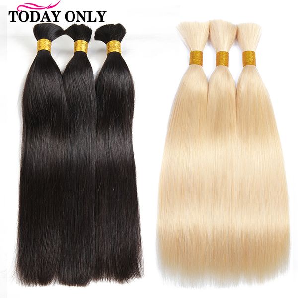 

today only blonde brazilian hair weave bundles straight hair 613 bundles human braiding bulk no weft, Black