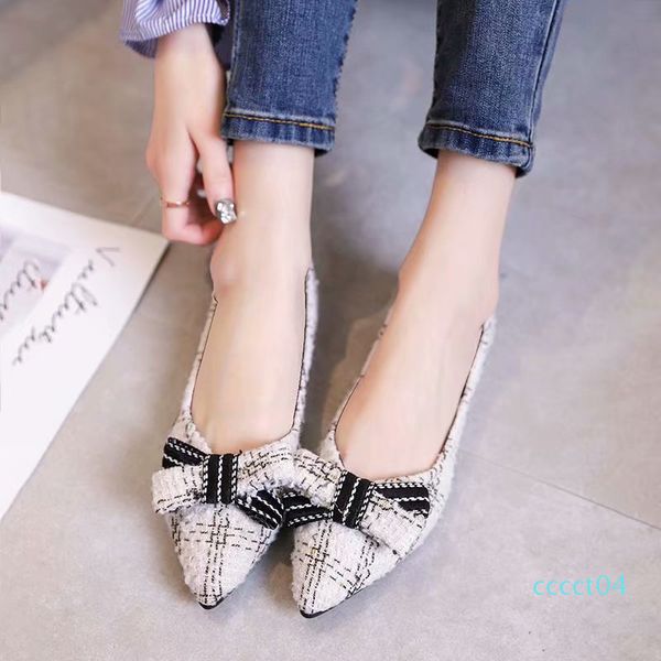 

new arrival bow flat for women shallow mouth flat shoes bow soft bottom single wild woman shoes pointed toe leisure ct04, Black