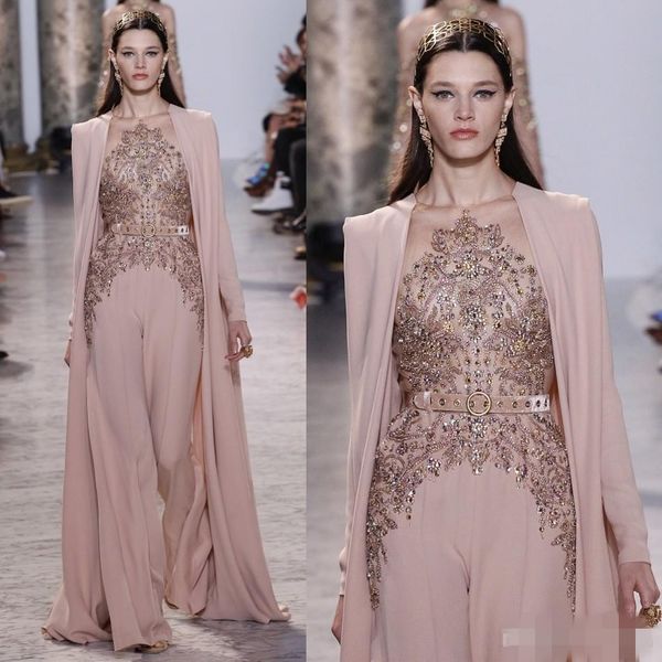 

2019 elie saab платья вечерняя одежда с длинными рукавами sheer jewel декольте бисером вечерние платья шифон вечернее платье, Black;red
