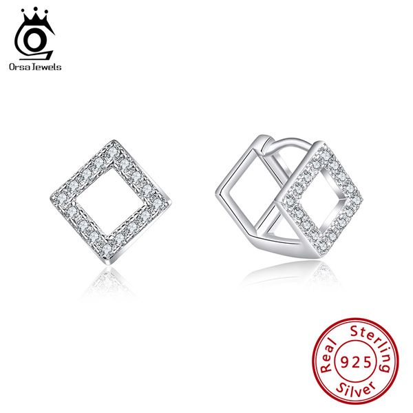 

orsa jewels s925 exquisite women stud earrings latest sterling silver geometric shape earrings cute daily occasion jewelry se188, Golden;silver