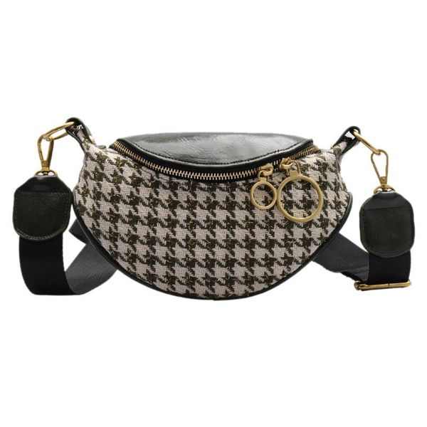 

classic female pu leather woolen chest bags women plaid splicing color shoulder messenger bag casual fashion crossbody