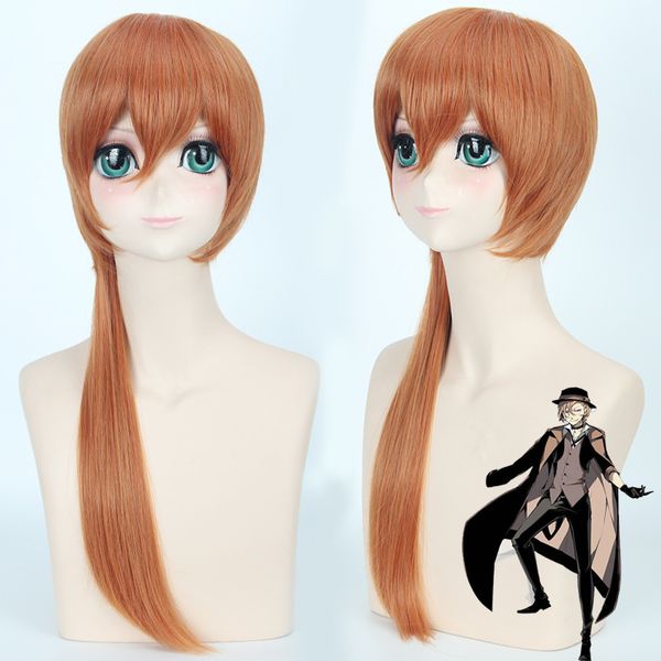 

2019 jp anime bungo stray dogs chuya nakahara chuuya wig cosplay costume men & women hair halloween party wigs, Black