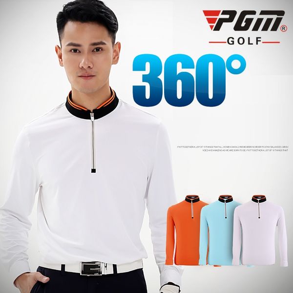 

golf shirts men's golf polo shirt sport long sleeve turn-down collar zipper breathable sportswear running t shirt aa11830, Black;blue