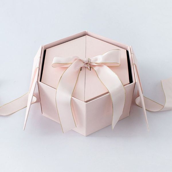 

valentine's day hex flip flower gift box for birthdays, bridal showers, wedding