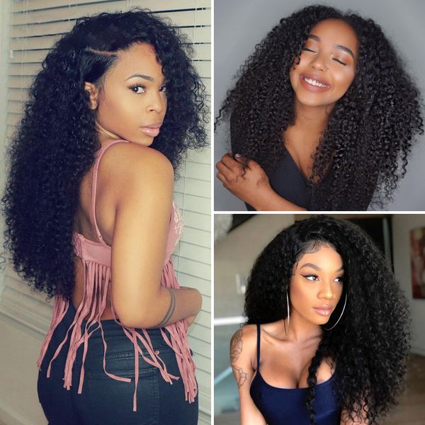 

afro kinky curly human hair wigs for black women t part lace front human hair wigs brazilian curly hair lace front wigs, Black;brown