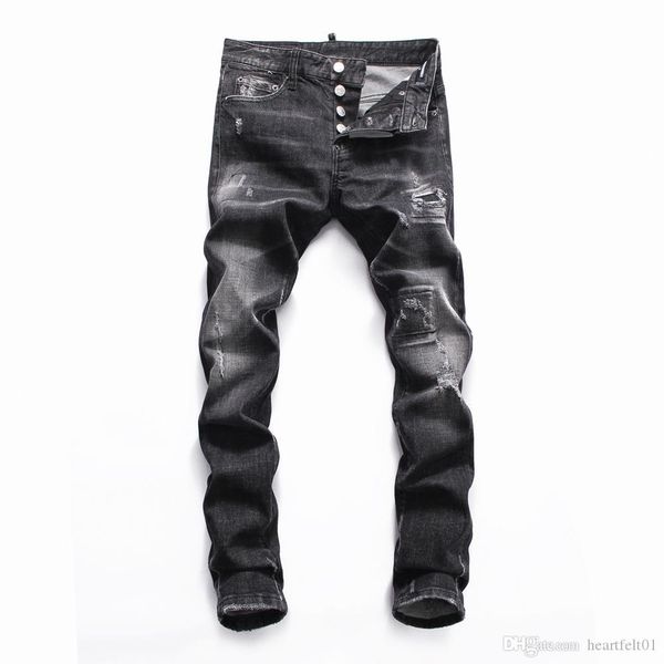 

brand jeans mens luxury designer jeans baggy biker high waisted ripped rock revival black skinny men jean jeckets long pants trousers 052, Blue