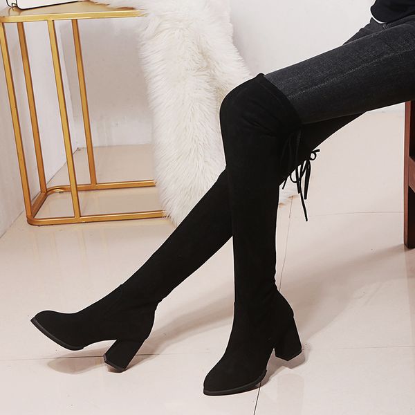 

autumn boots women's rubber shoes rain round toe low heels booties lace up luxury designer bootee woman 2019 booties ladies, Black