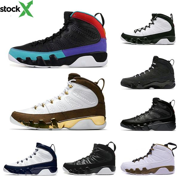 

new dream it do it 9 9s mens basketball shoes unc la anthracite the spirit bred og space jam athletics sports sneakers 7-13, Black