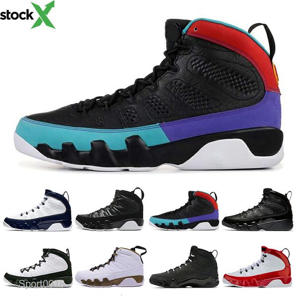 

9 9s mens basketball shoes dream it do it racer blue gem red og space jam athletics sports sneakers size 7-13, Black