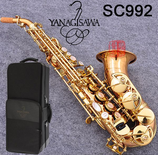 

japan brand curved saxophone yanagisawa sc-992 b phosphor bronze copper sax soprano professional musical instrument with case