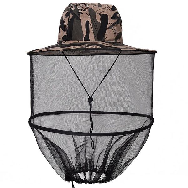 

новый камуфляж открытый рыбалка hat москитная сетка пчеловодство hat летающих насекомых предотвращение cap folding bucket шляпы bee bug mesh, Black;white