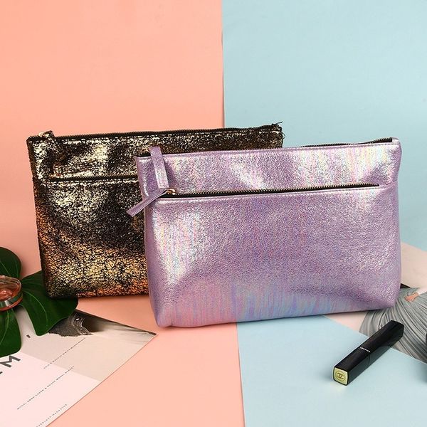 

2020 new ladies waterproof cosmetic bag large capacity fashion hand holding solid color storage toilet bag women