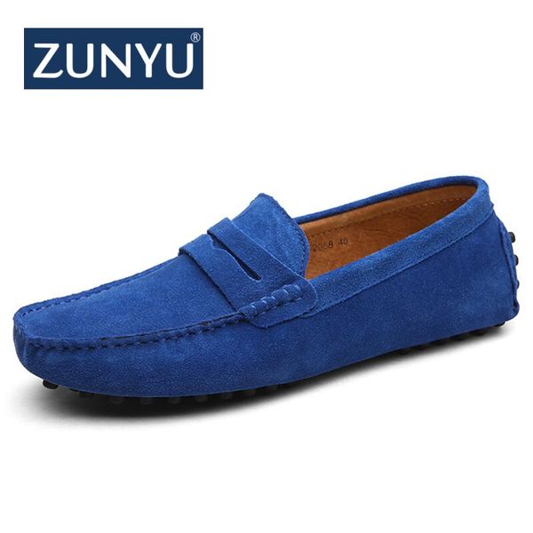 

zunyu fashion summer style soft moccasins men loafers genuine leather shoes autumn men flats gommino driving shoes, Black