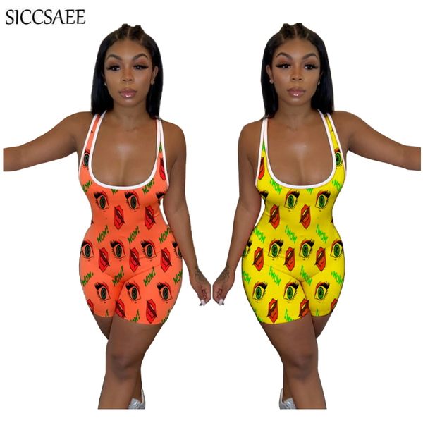 

eye lip letter мультфильм печатный bodycon боди танк sexy one piece бинты playsuits шорты summer club wear повседневная mono mujer, Black;white