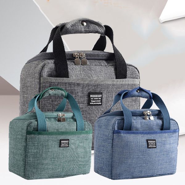 

monerffi thermal insulated lunch bag picnic storage bag portable lunch box camping outdoor handbag cooler lunchbox, Blue;pink