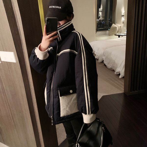 

korean version loose winter cotton clothing, Black