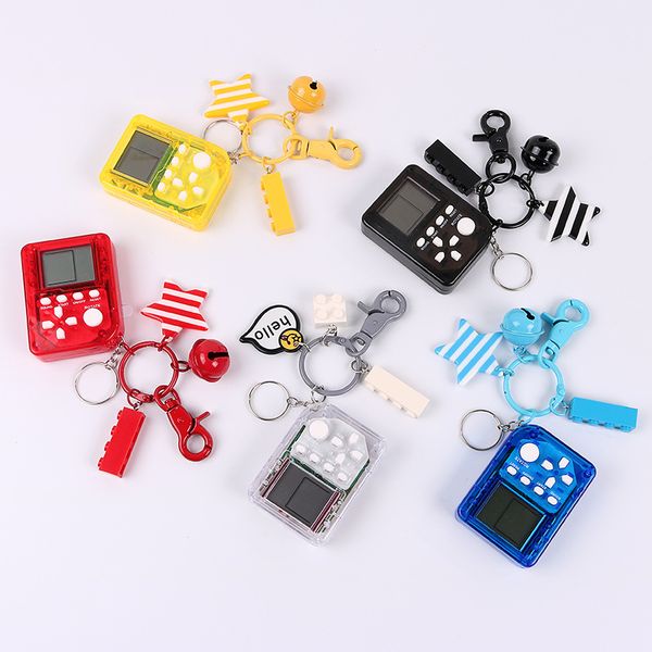 

2020 fashion popular creative tetris mini game machine charm keychain keyring car bag key pendant car keychain woman men jewelry gifts, Slivery;golden