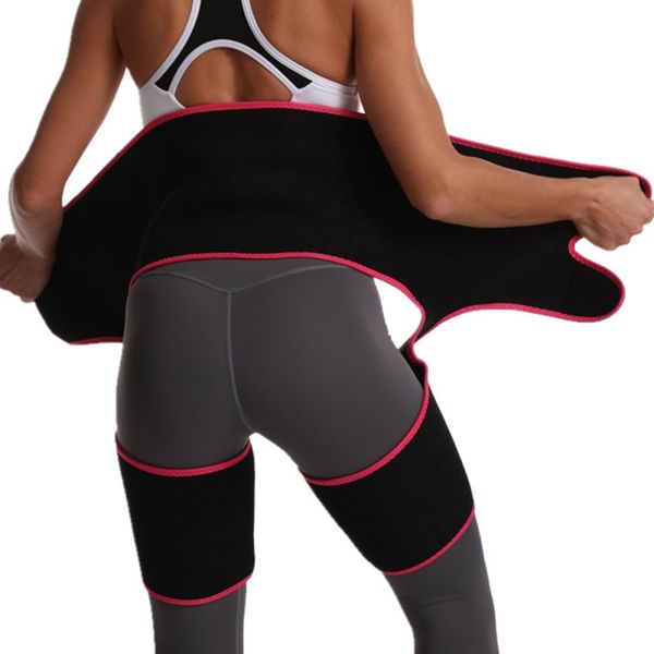

waist support sports belt slimming leg shaper warmer slender shaping legs fat burning wraps thermo compress, Black;gray