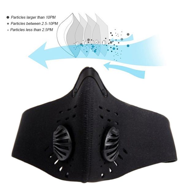 

1шт рот маска для лица активированный уголь защитный двойной дыхательный клапан маски антибактериальные анти-загрязнение маска для лица респ