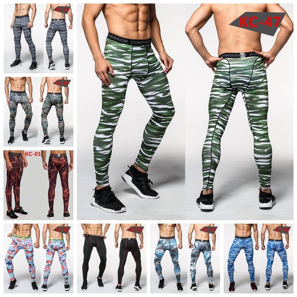 

2019 european camouflage fitness pants stretch quick-drying sports pants running cycling basketball exercise tights, support mixed batch, Black