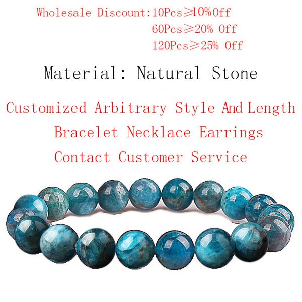 

women men fashion natural stone blue kyanite beads elastic bracelet healing bracelet jewelry gifts 4 6 8 10 12mm, Black