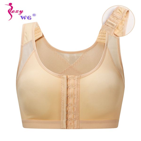 

sexywg women sports yoga bra mesh breathable underwear hook brassiere sportswear posture corrector shaper lift up bras vests, White;black