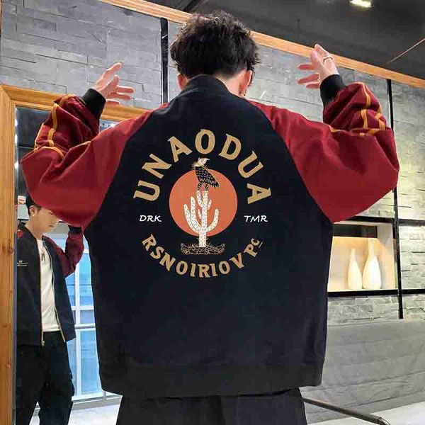 

2020 men's jackets fashion mens panelled stand collar jacket with letter print spring & autumn casual men clothing size m-3xl 2 color, Black;brown