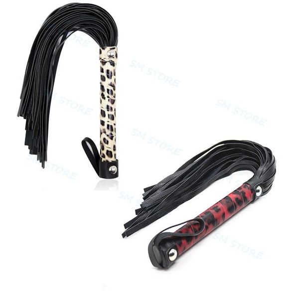 

tassel leather leopard 40cm faux handle 876e floggar cosplay black set whip khhbr