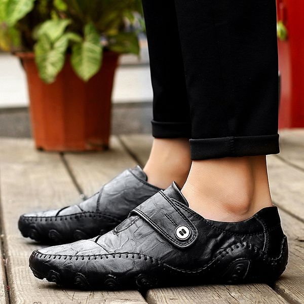 

men leather slip on lofer shoes brand driving moccasins black sneakers loafers plus size luxury genuine formal dress british new