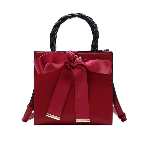 

новый бургундия bowknot невесты сумочка плетеный ручки lady кошельки сумки женские сумки вино красные свадебные сумки